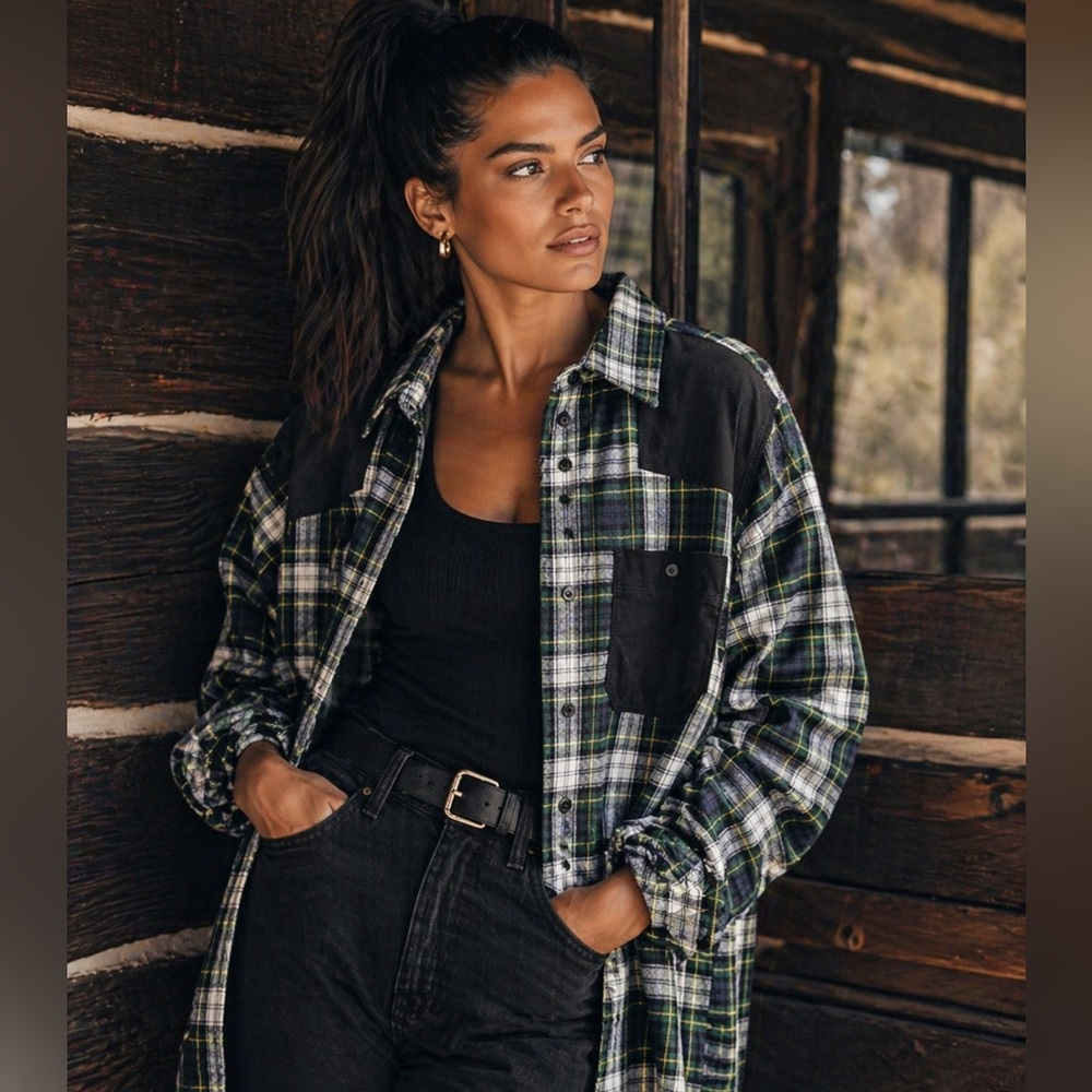 L.L. Bean  Plaid Longline Shacket